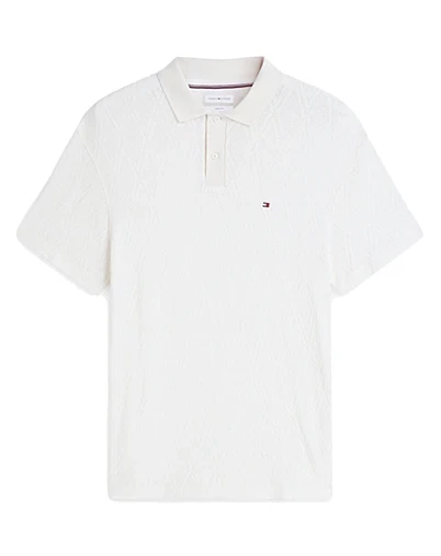 Tommy Hilfiger - Jacquard Classic Fit Polo Skjorte - Ivory Petal